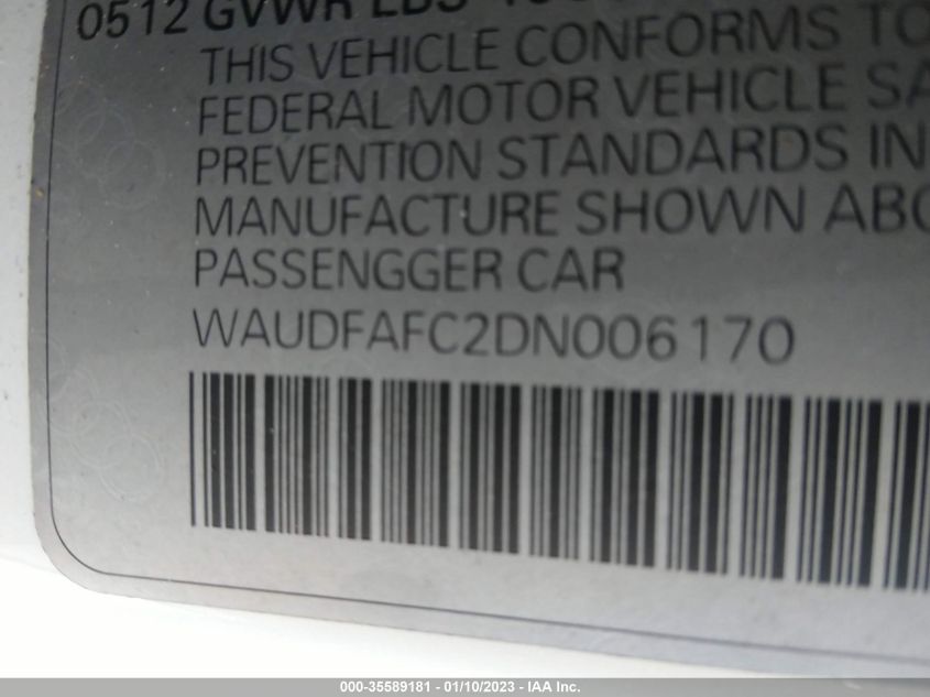 2013 AUDI A6 2.0T PREMIUM PLUS - WAUDFAFC2DN006170