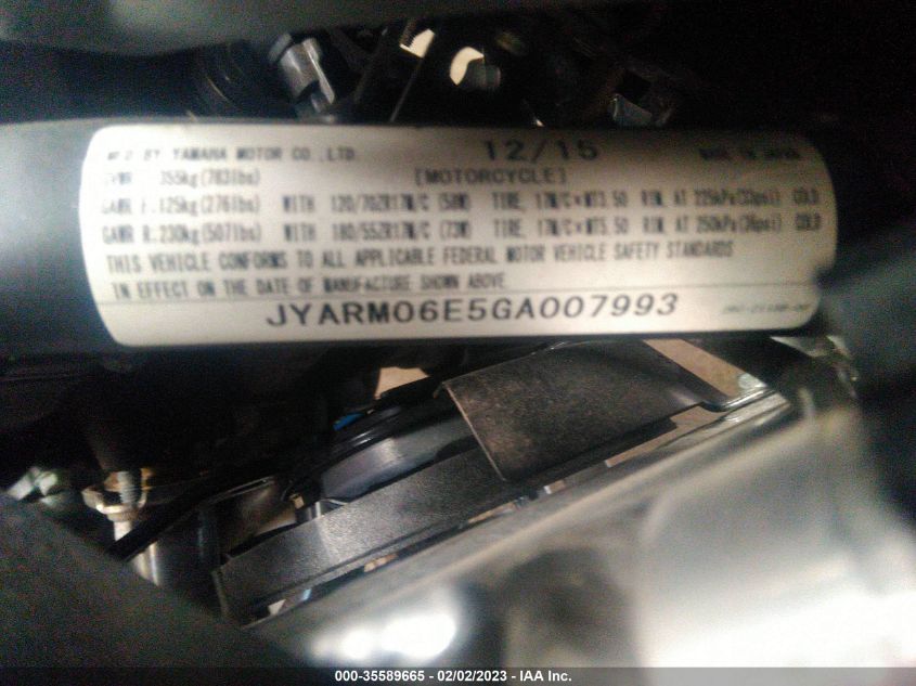 2016 YAMAHA FZ07 JYARM06E5GA007993
