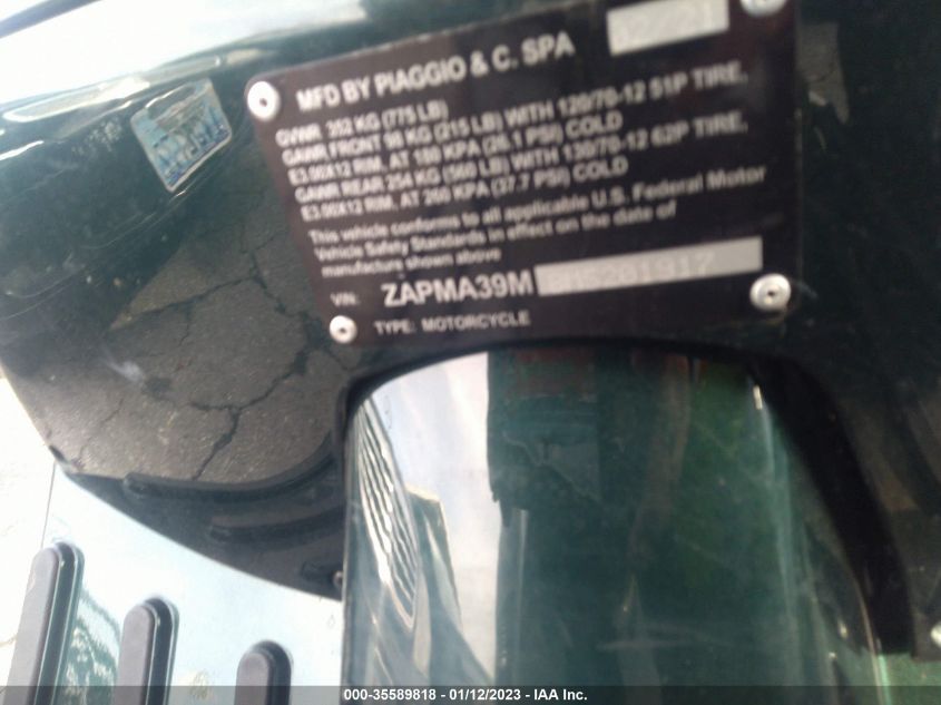 2021 VESPA GTS 300 ZAPMA39M8M5201917