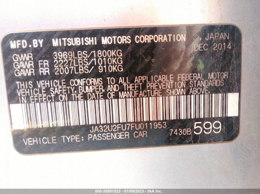 2015 MITSUBISHI LANCER ES JA32U2FU7FU011953