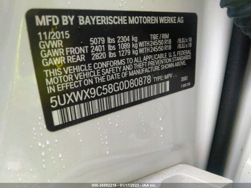 5UXWX9C58G0D80878 2016 BMW X3, photo no. 9