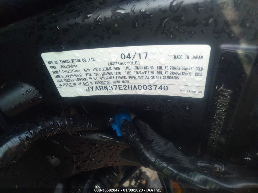 2017 YAMAHA FJ09 - JYARN37E2HA003740