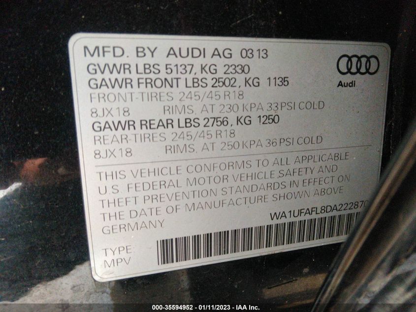 2013 AUDI ALLROAD PREMIUM PLUS - WA1UFAFL8DA222870
