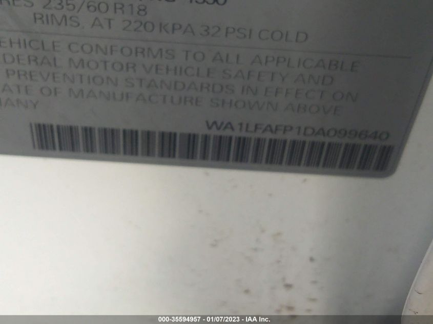 2013 AUDI Q5 PREMIUM PLUS WA1LFAFP1DA099640