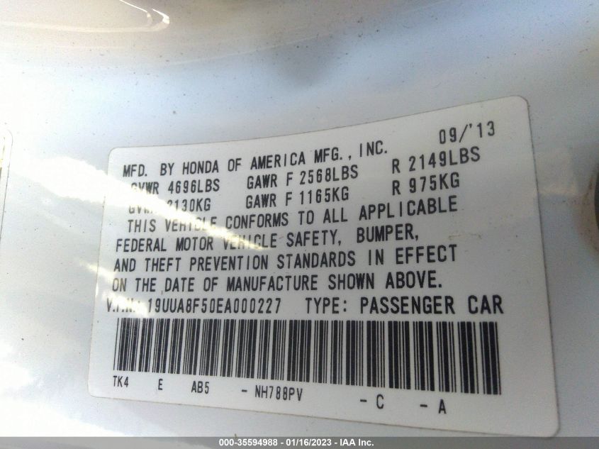 2014 ACURA TL TECH 19UUA8F50EA000227