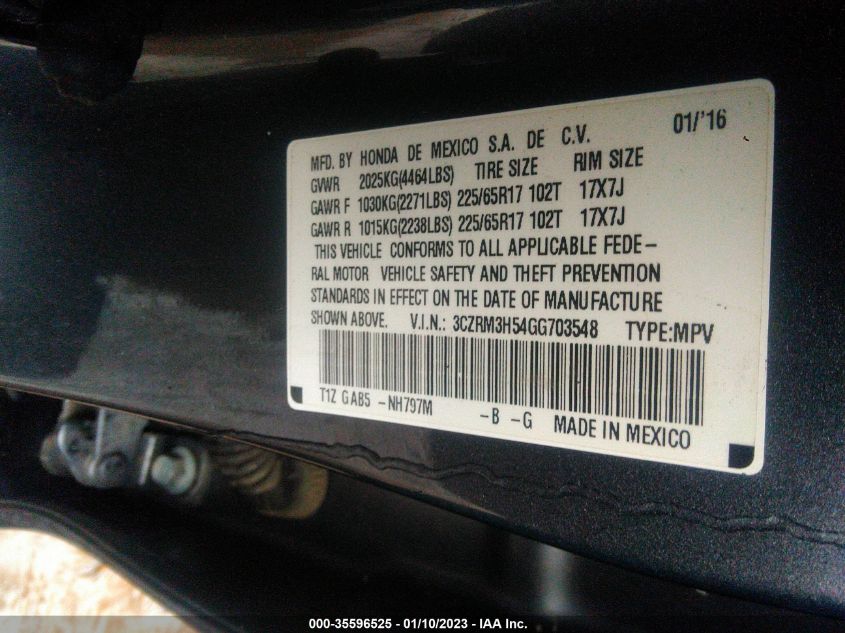 2016 HONDA CR-V EX - 3CZRM3H54GG703548