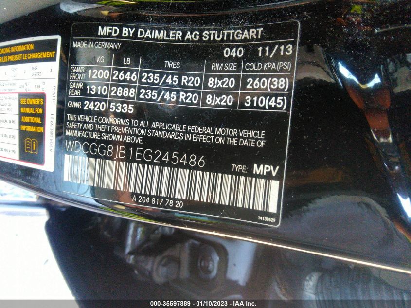 2014 MERCEDES-BENZ GLK-CLASS GLK 350 WDCGG8JB1EG245486