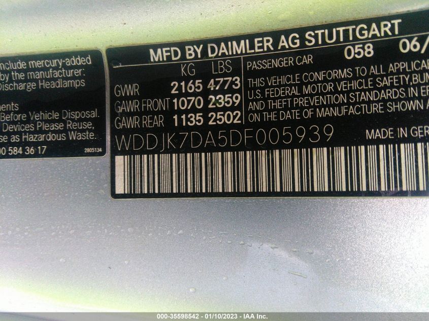 2013 MERCEDES-BENZ SL-CLASS SL 550 - WDDJK7DA5DF005939