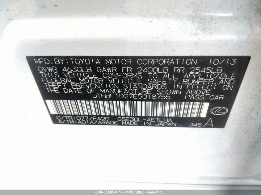 2014 LEXUS IS 250 - JTHBF1D27E5018755