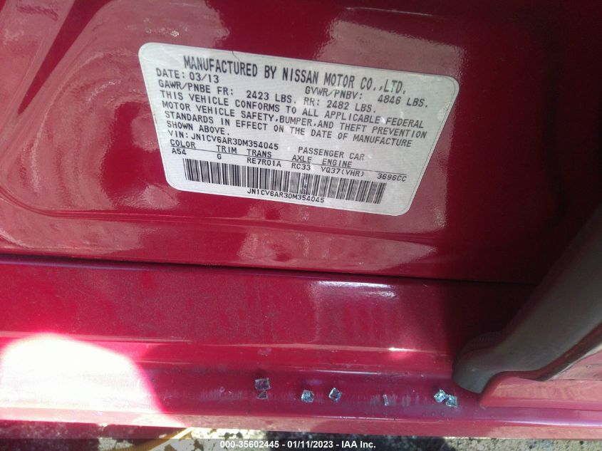 2013 INFINITI G37 SEDAN X JN1CV6AR3DM354045