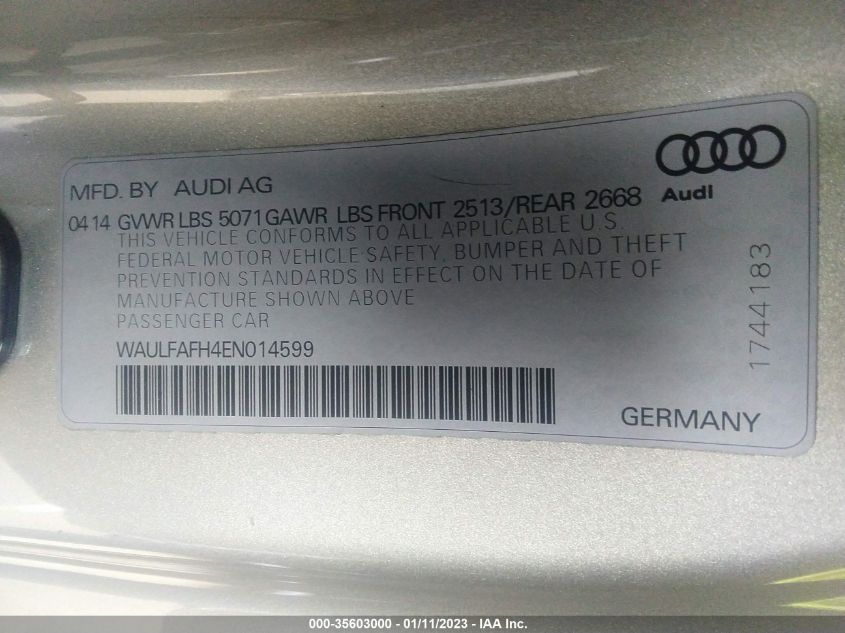2014 AUDI A5 PREMIUM PLUS WAULFAFH4EN014599