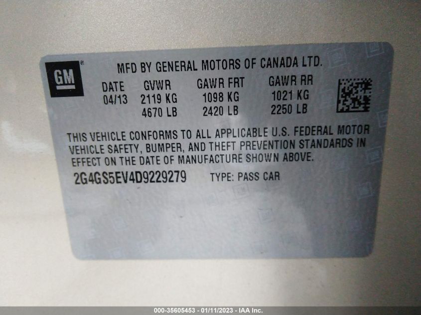2013 BUICK REGAL TURBO PREMIUM 1 2G4GS5EV4D9229279