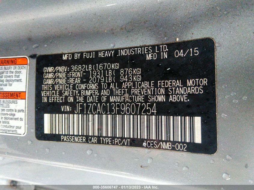 2015 SUBARU BRZ LIMITED - JF1ZCAC13F9607254
