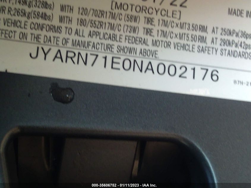 2022 YAMAHA MT09 JYARN71E0NA002176