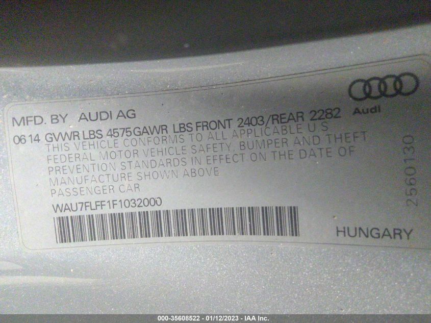 2015 AUDI A3 2.0T PREMIUM WAU7FLFF1F1032000