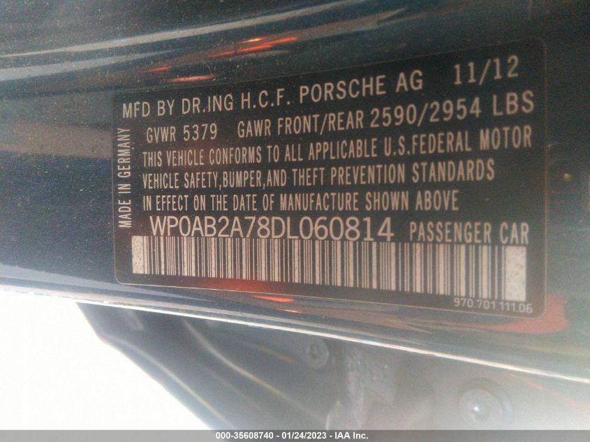 2013 PORSCHE PANAMERA S/4S WP0AB2A78DL060814