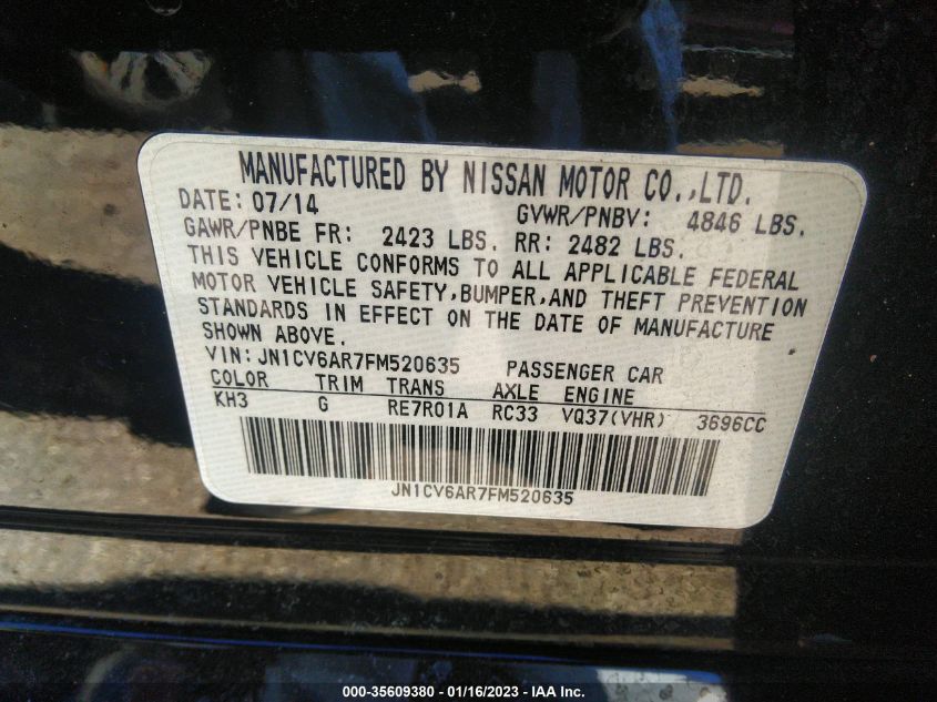 2015 INFINITI Q40 JN1CV6AR7FM520635