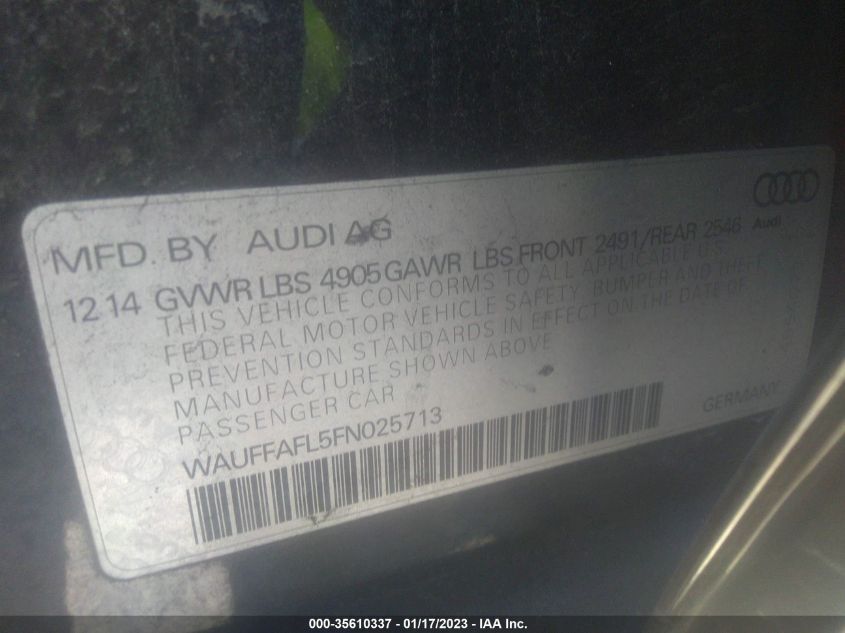 2015 AUDI A4 PREMIUM PLUS - WAUFFAFL5FN025713