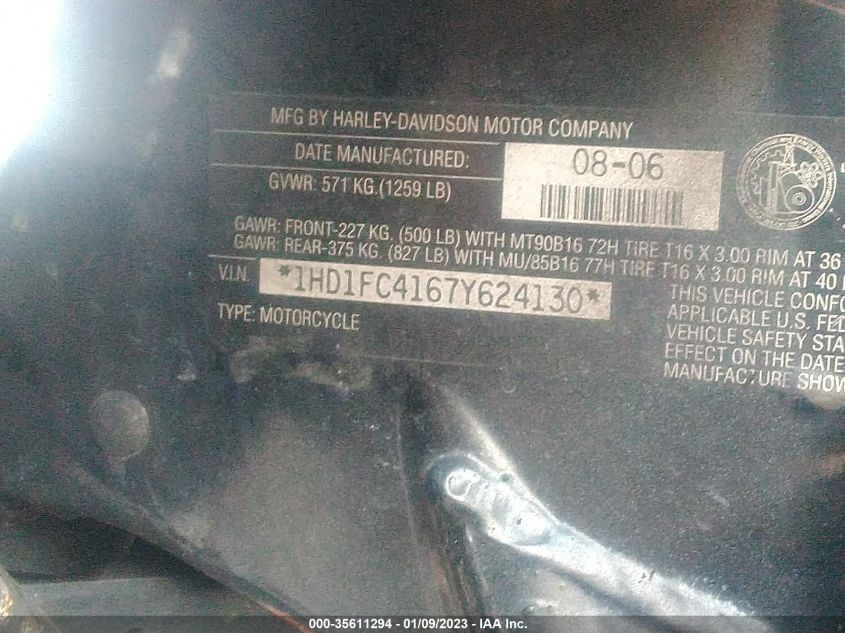 2007 HARLEY-DAVIDSON FLHTCUI 1HD1FC4167Y624130