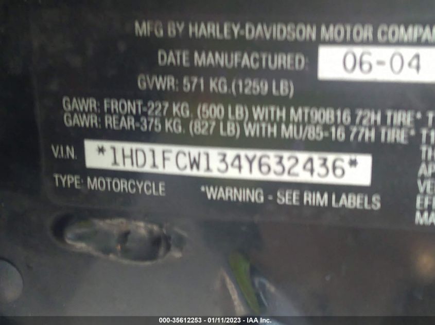 2004 HARLEY-DAVIDSON FLHTCUI 1HD1FCW134Y632436