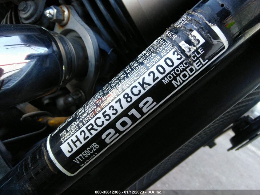 2012 HONDA VT750 C2B JH2RC5378CK200368