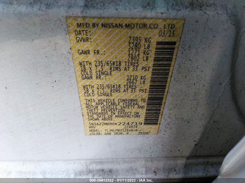 2015 NISSAN MURANO S - 5N1AZ2MH9FN224719