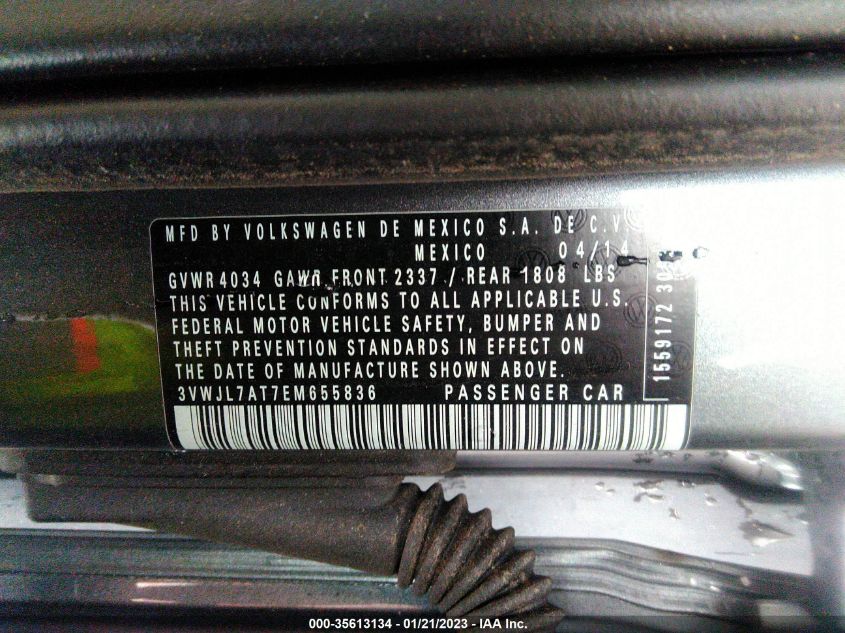 2014 VOLKSWAGEN BEETLE 2.0L TDI 3VWJL7AT7EM655836