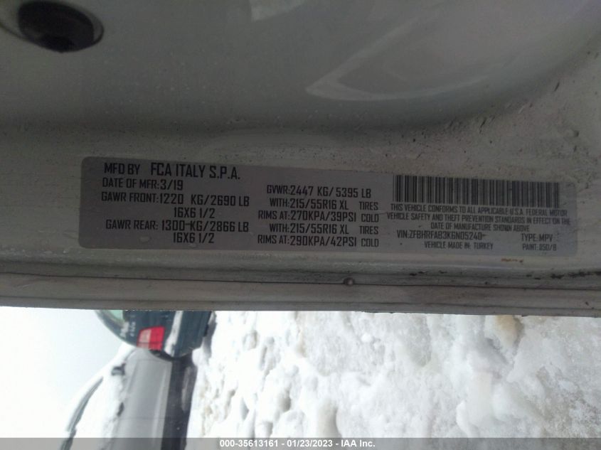2019 RAM PROMASTER CITY TRADESMAN - ZFBHRFAB3K6N05240