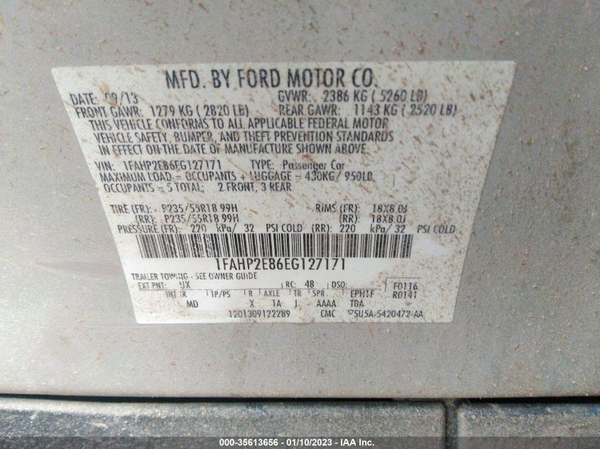 2014 FORD TAURUS SEL - 1FAHP2E86EG127171