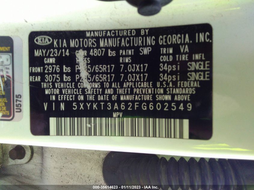 2015 KIA SORENTO LX - 5XYKT3A62FG602549