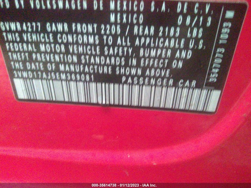 2014 VOLKSWAGEN JETTA SEDAN SE 3VWD17AJ5EM369081
