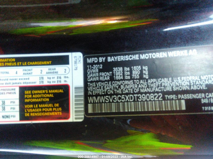 2013 MINI COOPER HARDTOP S - WMWSV3C5XDT390822