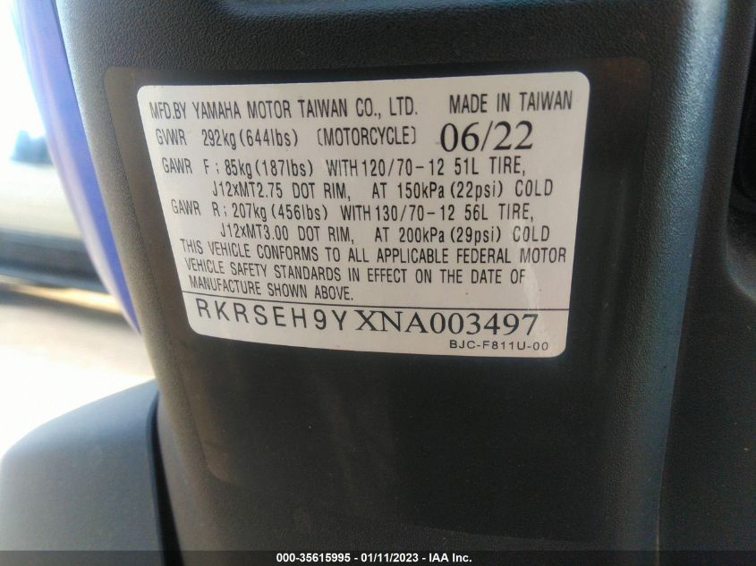 2022 YAMAHA YW125 RKRSEH9YXNA003497
