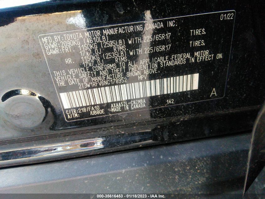 2022 TOYOTA RAV4 XLE - 2T3W1RFV6NC178952