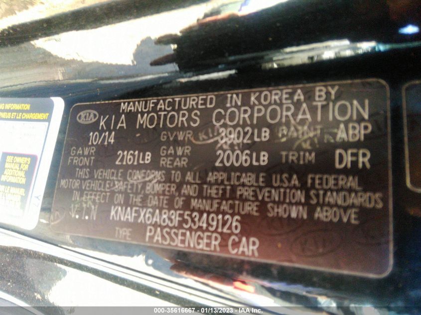 2015 KIA FORTE KOUP EX KNAFX6A83F5349126