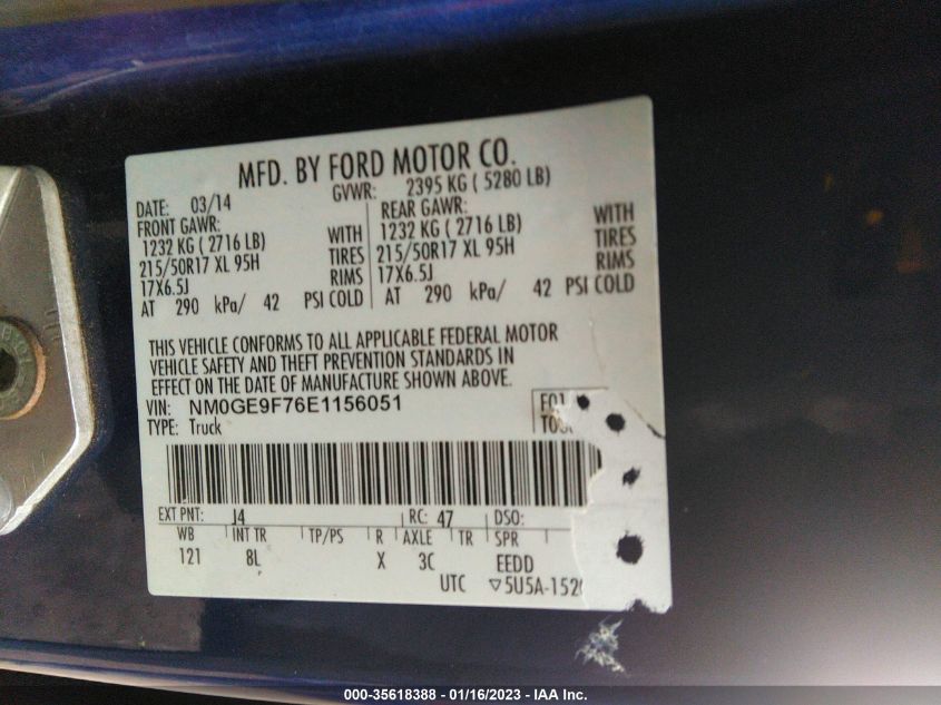 2014 FORD TRANSIT CONNECT WAGON XLT NM0GE9F76E1156051