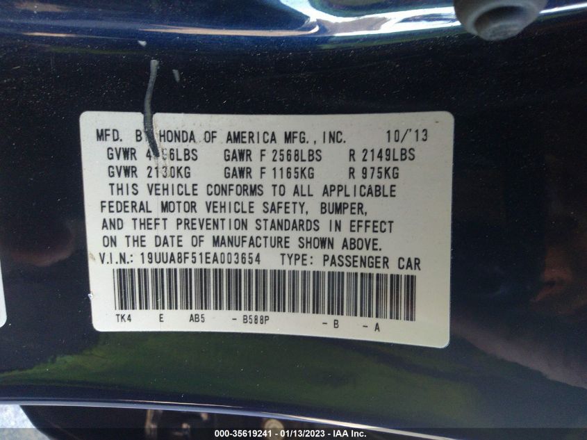 2014 ACURA TL TECH 19UUA8F51EA003654