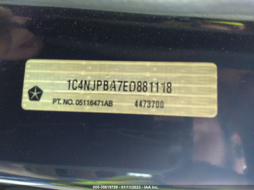 2014 JEEP PATRIOT SPORT 1C4NJPBA7ED881118