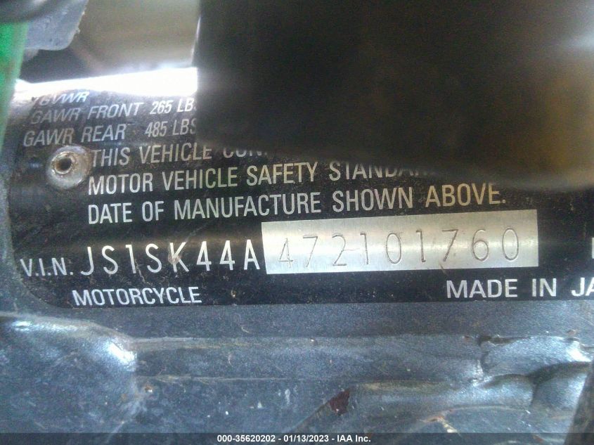 2007 SUZUKI DR-Z400 SM JS1SK44A472101760