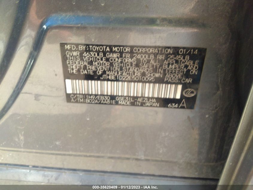 2014 LEXUS IS 350 - JTHBE1D22E5010095