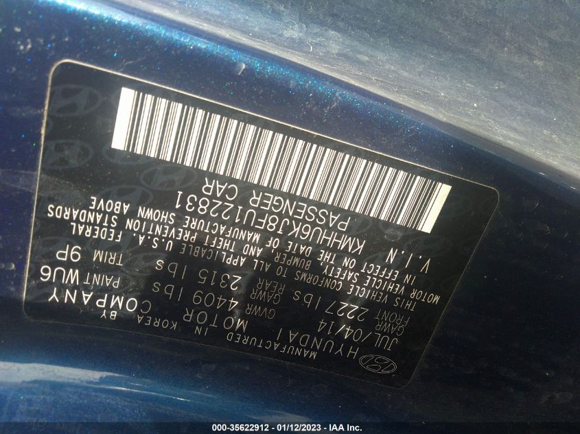 2015 HYUNDAI GENESIS COUPE 3.8L ULTIMATE KMHHU6KJ8FU122831