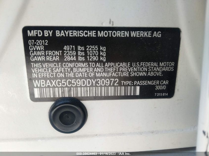 2013 BMW 5 SERIES 528I - WBAXG5C59DDY30972