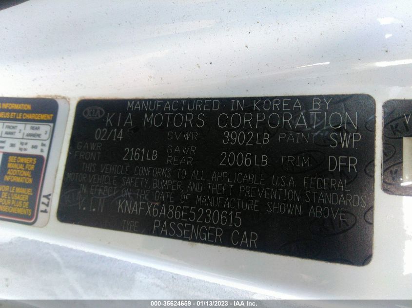 2014 KIA FORTE KOUP EX KNAFX6A86E5230615