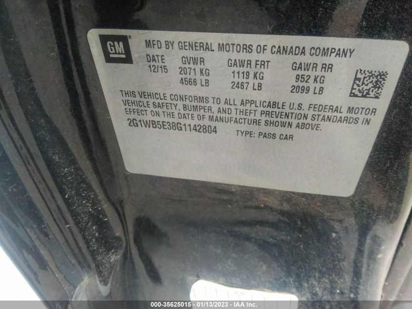 2016 CHEVROLET IMPALA LIMITED LT - 2G1WB5E38G1142804