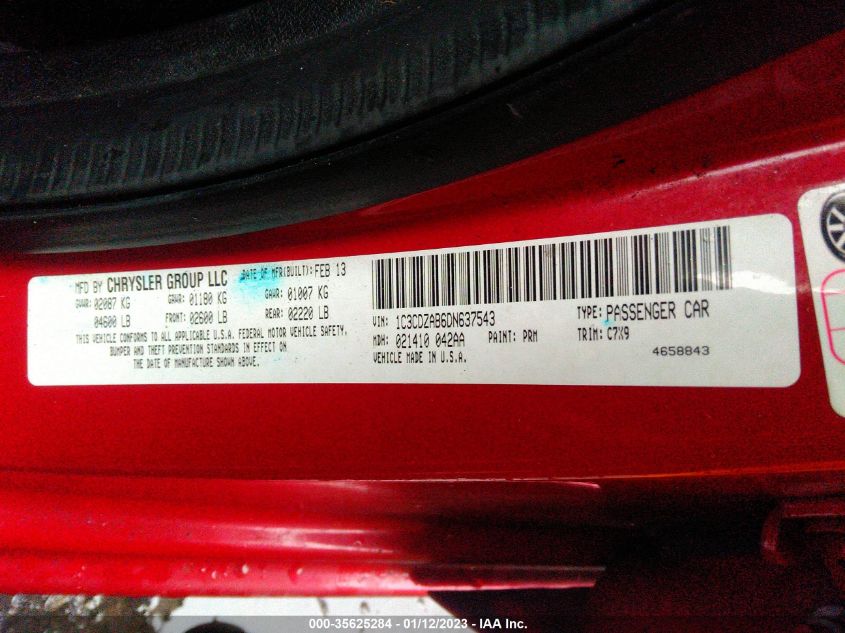 2013 DODGE AVENGER SE 1C3CDZAB6DN637543