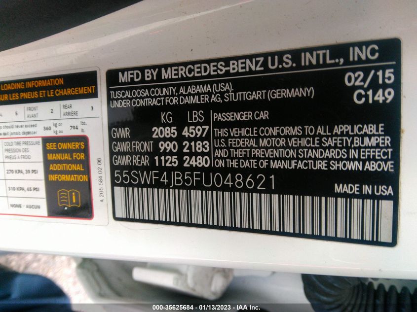 2015 MERCEDES-BENZ C-CLASS C 300 55SWF4JB5FU048621