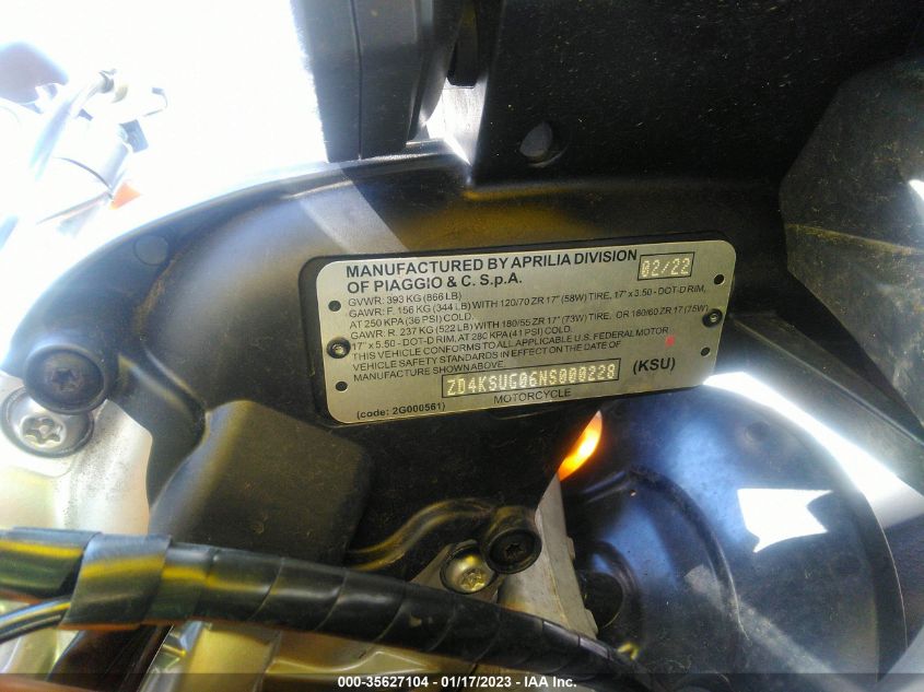 2022 APRILIA RS 660 ZD4KSUG06NS000228