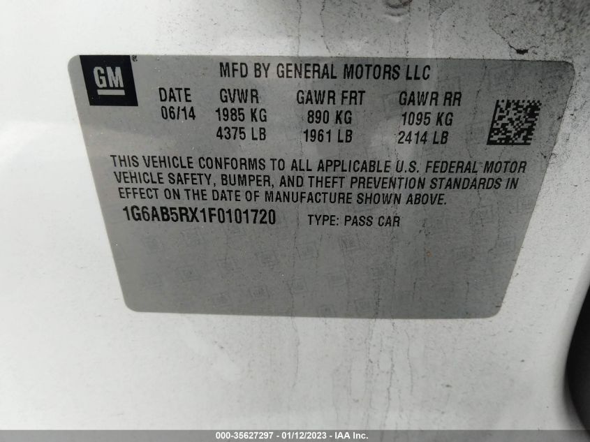 2015 CADILLAC ATS SEDAN LUXURY RWD 1G6AB5RX1F0101720