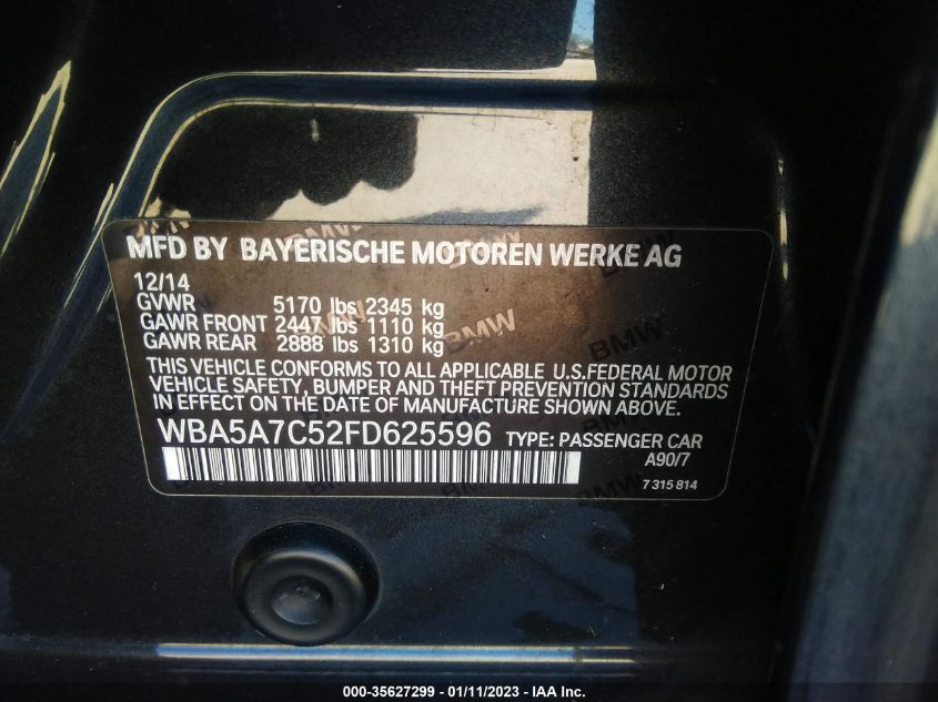 2015 BMW 5 SERIES 528I XDRIVE - WBA5A7C52FD625596
