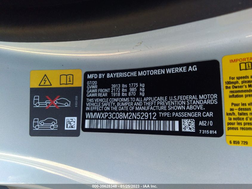 2021 MINI HARDTOP 2 DOOR COOPER SE WMWXP3C08M2N52912